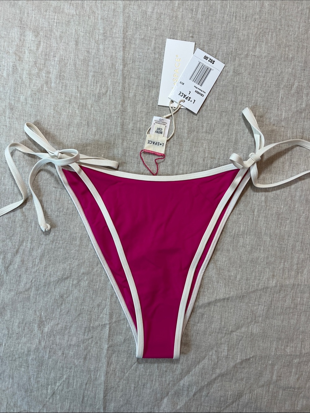 l*space Tie-Side Levy Bikini Bottom with White Trim